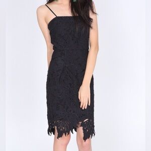 Black lace crochet dress